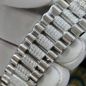 Đồng Hồ Rolex Day-Date Replica 11 Mặt Thiên Thạch Cọc Số + Dây Đính Kim Cương Moissanite 40mm (12)