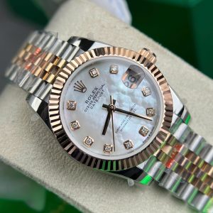 Đồng Hồ Rolex DateJust Chế Tác Bọc Vàng Thật Mặt MOP Cọc Số Kim Cương Thiên Nhiên GMF 31mm (2)