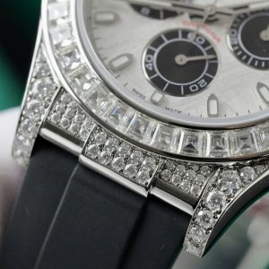 Đồng Hồ Rolex Daytona Chế Tác Mặt Thiên Thạch Độ Kim Cương Moissanite Baguette 40mm (2)