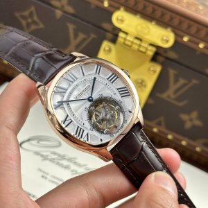 Đồng Hồ Cartier Drive Tourbillon Replica 11 Mặt Số Vân Guiloche Dây Da 41mm (2)