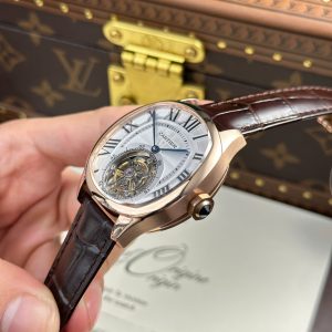 Đồng Hồ Cartier Drive Tourbillon Replica 11 Mặt Số Vân Guiloche Dây Da 41mm (2)