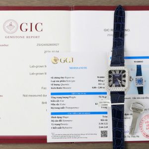Đồng Hồ Cartier Santos Chế Tác Cọc Số + Vỏ Đính Kim Cương Moissanite 39 (2)