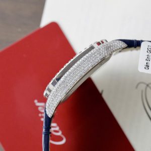 Đồng Hồ Cartier Santos Chế Tác Cọc Số + Vỏ Đính Kim Cương Moissanite 39 (2)