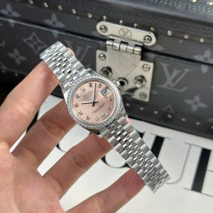 Đồng Hồ Nữ Rolex DateJust Rep 11 Cao Cấp Mặt Hồng Cọc Số Đá Nhà Máy THB 31mm (2)