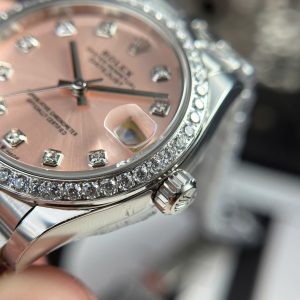 Đồng Hồ Nữ Rolex DateJust Rep 11 Cao Cấp Mặt Hồng Cọc Số Đá Nhà Máy THB 31mm (2)