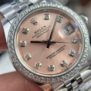 Đồng Hồ Nữ Rolex DateJust Rep 11 Cao Cấp Mặt Hồng Cọc Số Đá Nhà Máy THB 31mm (2)