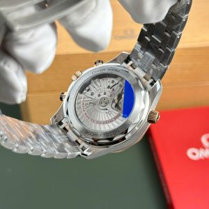 Đồng Hồ Omega Rep 11 Seamaster Diver 300M Chronograph Demi Vàng Hồng Mặt Đen N1 44mm (1)