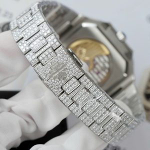 Đồng Hồ Patek Philippe Cubitus 5821 Mặt Nâu Đính Full Kim Cương Moissanite Hong Kong 45mm (7)