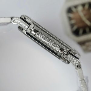 Đồng Hồ Patek Philippe Cubitus 5821 Mặt Nâu Đính Full Kim Cương Moissanite Hong Kong 45mm (7)