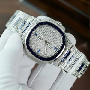Đồng Hồ Patek Philippe Nautilus 5719 Chế Tác Đính Moissanite & Sapphire Baguette 40mm (1)