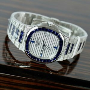 Đồng Hồ Patek Philippe Nautilus 5719 Chế Tác Đính Moissanite & Sapphire Baguette 40mm (1)