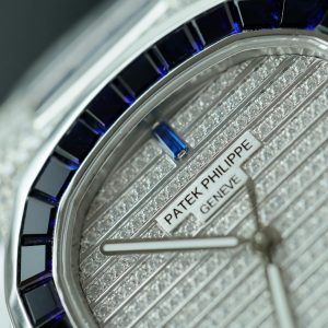 Đồng Hồ Patek Philippe Nautilus 5719 Chế Tác Đính Moissanite & Sapphire Baguette 40mm (1)
