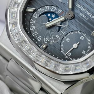 Đồng Hồ Patek Philippe Nautilus 5724G Chế Tác Mặt Tinh Chỉnh + Kim Cương Moissanite Baguette 40mm (2)