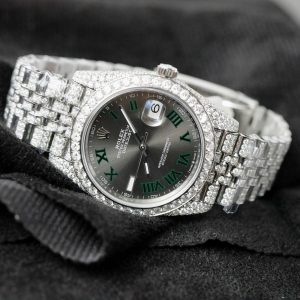Đồng Hồ Rolex DateJust Mặt Số Wimbledon Chế Tác Full Kim Cương Moissanite 41mm (2)
