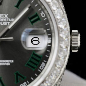 Đồng Hồ Rolex DateJust Mặt Số Wimbledon Chế Tác Full Kim Cương Moissanite 41mm (2)