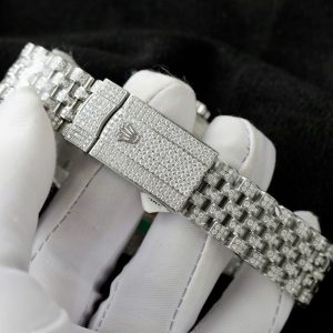 Đồng Hồ Rolex DateJust Mặt Số Wimbledon Chế Tác Full Kim Cương Moissanite 41mm (2)