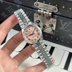 Đồng Hồ Rolex DateJust Rep 11 Cao Cấp Mặt Hồng Cọc Số La Mã Xưởng THB 31mm (2)