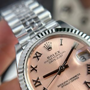 Đồng Hồ Rolex DateJust Rep 11 Cao Cấp Mặt Hồng Cọc Số La Mã Xưởng THB 31mm (2)