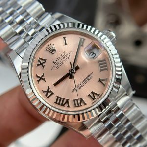 Đồng Hồ Rolex DateJust Rep 11 Cao Cấp Mặt Hồng Cọc Số La Mã Xưởng THB 31mm (2)