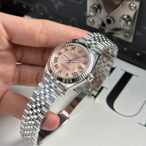 Đồng Hồ Rolex DateJust Rep 11 Cao Cấp Mặt Hồng Cọc Số La Mã Xưởng THB 31mm (2)