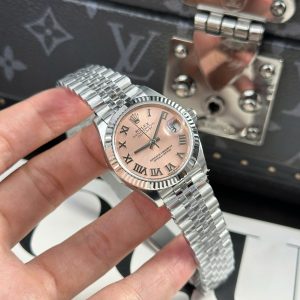 Đồng Hồ Rolex DateJust Rep 11 Cao Cấp Mặt Hồng Cọc Số La Mã Xưởng THB 31mm (2)