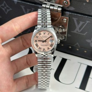 Đồng Hồ Rolex DateJust Rep 11 Cao Cấp Mặt Hồng Cọc Số La Mã Xưởng THB 31mm (2)