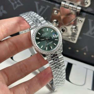 Đồng Hồ Rolex DateJust Replica 11 Mặt Xanh Lá Cây Cọc Số Dạ Quang Nhà Máy THB 31mm (2)