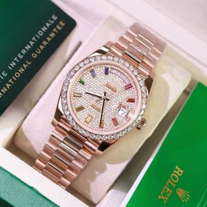 Đồng Hồ Rolex Day-Date Chế Tác Kim Cương Moissanite + Bọc Vàng Hồng 18K GMF 40mm (2)