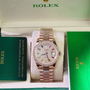 Đồng Hồ Rolex Day-Date Chế Tác Kim Cương Moissanite + Bọc Vàng Hồng 18K GMF 40mm (2)