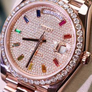 Đồng Hồ Rolex Day-Date Chế Tác Kim Cương Moissanite + Bọc Vàng Hồng 18K GMF 40mm (2)