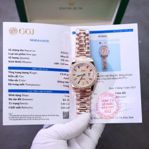 Đồng Hồ Rolex Day-Date Chế Tác Kim Cương Moissanite + Bọc Vàng Hồng 18K GMF 40mm (2)