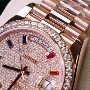 Đồng Hồ Rolex Day-Date Chế Tác Kim Cương Moissanite + Bọc Vàng Hồng 18K GMF 40mm (2)
