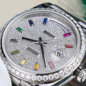 Đồng Hồ Rolex Day-Date Cọc Số 7 Màu Chế Tác Đính Kim Cương Moissanite GMF 40mm (2)