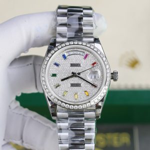 Đồng Hồ Rolex Day-Date Cọc Số 7 Màu Chế Tác Đính Kim Cương Moissanite GMF 40mm (2)