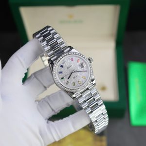 Đồng Hồ Rolex Day-Date Cọc Số 7 Màu Chế Tác Đính Kim Cương Moissanite GMF 40mm (2)