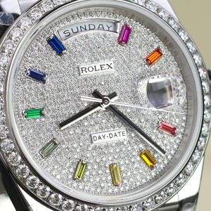 Đồng Hồ Rolex Day-Date Cọc Số 7 Màu Chế Tác Đính Kim Cương Moissanite GMF 40mm (2)