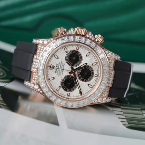 Đồng Hồ Rolex Daytona Mặt Thiên Thạch Chế Tác Bọc Vàng Thật + Đính Kim Cương Moissanite Baguette 40mm (10)