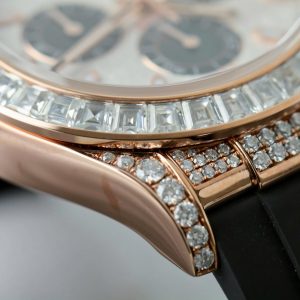 Đồng Hồ Rolex Daytona Mặt Thiên Thạch Chế Tác Bọc Vàng Thật + Đính Kim Cương Moissanite Baguette 40mm (10)