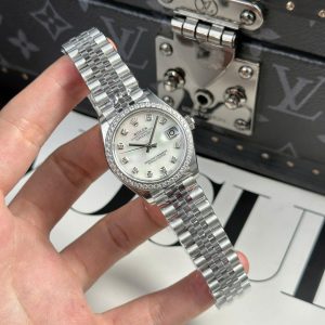 Đồng Hồ Rolex Nữ Replica 11 DateJust Mặt MOP Viền Đính Đá Nhà Máy THB 31mm (2)