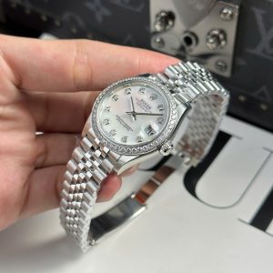 Đồng Hồ Rolex Nữ Replica 11 DateJust Mặt MOP Viền Đính Đá Nhà Máy THB 31mm (2)