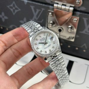 Đồng Hồ Rolex Nữ Replica 11 DateJust Mặt MOP Viền Đính Đá Nhà Máy THB 31mm (2)