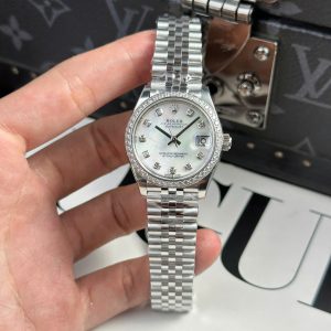 Đồng Hồ Rolex Nữ Replica 11 DateJust Mặt MOP Viền Đính Đá Nhà Máy THB 31mm (2)