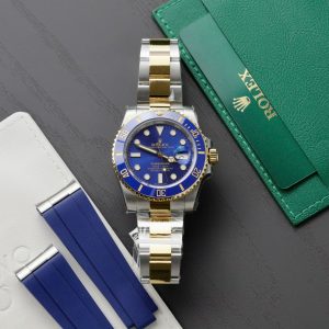 Đồng Hồ Rolex Submariner Mặt Xanh Blue Chế Tác Bọc Vàng Thật 40mm (2)