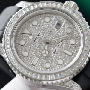 Đồng Hồ Rolex Yacht-Master Chế Tác Full Kim Cương Moissanite Dây Cao Su 42mm (2)