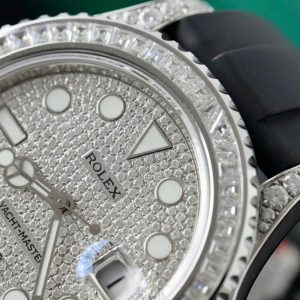 Đồng Hồ Rolex Yacht-Master Chế Tác Full Kim Cương Moissanite Dây Cao Su 42mm (2)