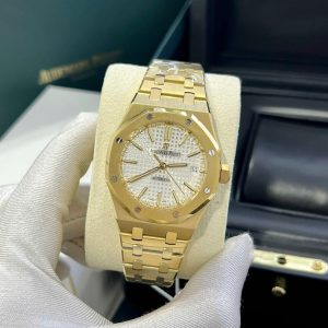 Đồng Hồ Audemars Piguet Replica 11 Royal Oak 15450 Mạ Vàng Mặt Trắng IPF 37mm (2)