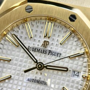 Đồng Hồ Audemars Piguet Replica 11 Royal Oak 15450 Mạ Vàng Mặt Trắng IPF 37mm (2)