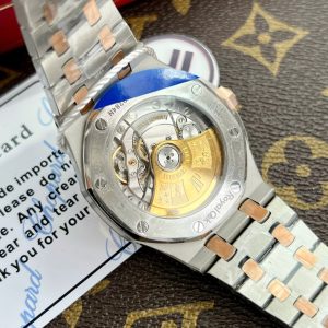 Đồng Hồ Audemars Piguet Royal Oak 15450 Chế Tác Demi Vàng Hồng Mặt Trắng IPF 37mm (2)