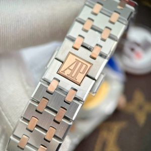 Đồng Hồ Audemars Piguet Royal Oak 15450 Chế Tác Demi Vàng Hồng Mặt Trắng IPF 37mm (2)