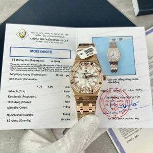 Đồng Hồ Audemars Piguet Royal Oak Chế Tác Vành Đính Moissanite Hong Kong 34mm (2)